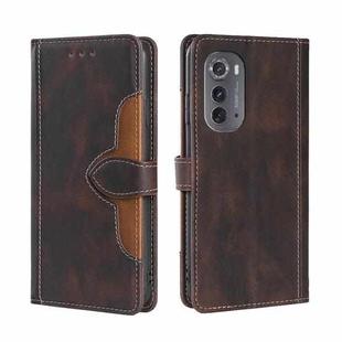 For Motorola Edge 2022 Skin Feel Magnetic Buckle Leather Phone Case(Brown)