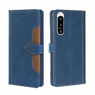 For Sony Xperia 5 IV Skin Feel Magnetic Buckle Leather Phone Case(Blue)