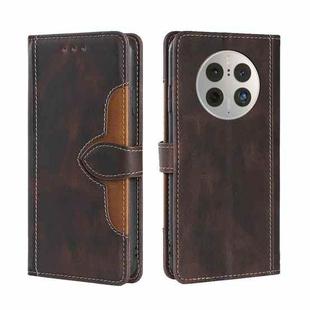 For Huawei Mate 50 Pro Skin Feel Magnetic Buckle Leather Phone Case(Brown)