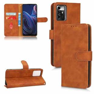 For ZTE Blade A72 5G Skin Feel Magnetic Flip Leather Phone Case(Brown)