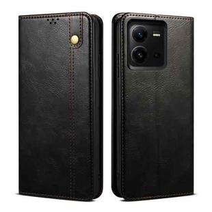 For vivo V25 Oil Wax Crazy Horse Texture Leather Phone Case(Black)