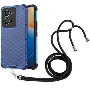 For vivo V25 5G Lanyard Honeycomb Phone Case(Blue)