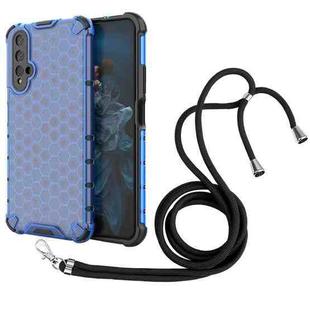 For Honor 20 Lanyard Honeycomb Phone Case(Blue)