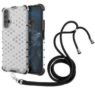 For Honor 20 Lanyard Honeycomb Phone Case(White)