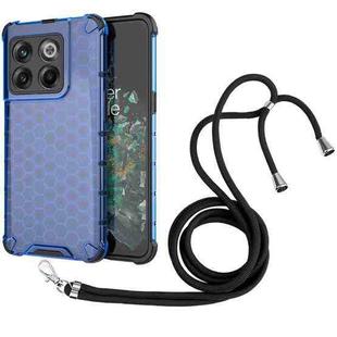 For OnePlus 10T Lanyard Honeycomb Phone Case(Blue)