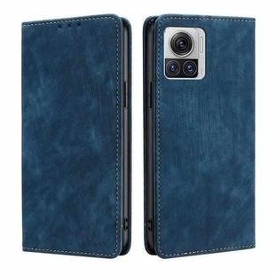 For Motorola Edge X30 Pro 5G/Edge 30 Ultra RFID Anti-theft Brush Magnetic Leather Phone Case(Blue)