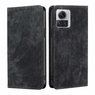 For Motorola Edge X30 Pro 5G/Edge 30 Ultra RFID Anti-theft Brush Magnetic Leather Phone Case(Black)