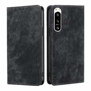 For Sony Xperia 5 IV RFID Anti-theft Brush Magnetic Leather Phone Case(Black)