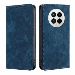 For Huawei Mate 50 RFID Anti-theft Brush Magnetic Leather Phone Case(Blue)