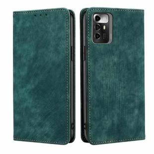 For ZTE Blade A72 5G RFID Anti-theft Brush Magnetic Leather Phone Case(Green)