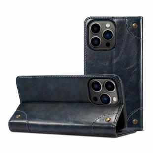 For iPhone 14 Pro Baroque Simple Flip Leather Phone Case(Blue)