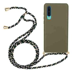 For Huawei P30 Wheat Straw Material + TPU Protective Case with Lanyard(Army Green)