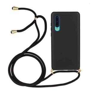 For Huawei P30 Wheat Straw Material + TPU Protective Case with Lanyard(Black)