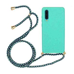 For Huawei P30 Wheat Straw Material + TPU Protective Case with Lanyard(Green)