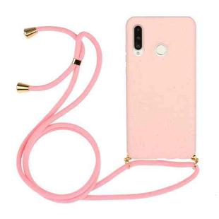 For Huawei P30 Lite Wheat Straw Material + TPU Protective Case with Lanyard(Pink)
