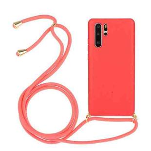 For Huawei P30 Pro Wheat Straw Material + TPU Protective Case with Lanyard(Red)