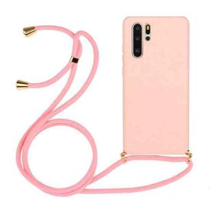 For Huawei P30 Pro Wheat Straw Material + TPU Protective Case with Lanyard(Pink)