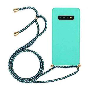 For Galaxy S10 Wheat Straw Material + TPU Protective Case with Lanyard(Green)