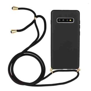 For Galaxy S10 Plus Wheat Straw Material + TPU Protective Case with Lanyard(Black)
