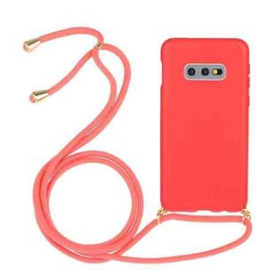 For Galaxy S10e Wheat Straw Material + TPU Protective Case with Lanyard(Red)