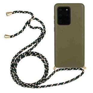 For Galaxy S20 Ultra Wheat Straw Material + TPU Protective Case with Lanyard(Army Green)