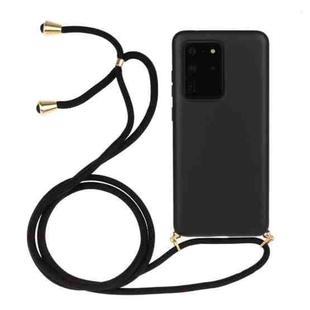 For Galaxy S20 Ultra Wheat Straw Material + TPU Protective Case with Lanyard(Black)