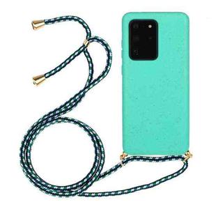 For Galaxy S20 Ultra Wheat Straw Material + TPU Protective Case with Lanyard(Green)