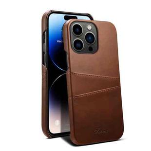 For iPhone 14 Pro Max Suteni Calf Texture Card Slots Phone Case (Brown)