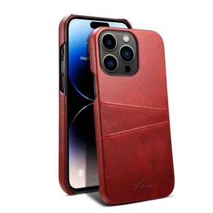For iPhone 14 Pro Max Suteni Calf Texture Card Slots Phone Case (Red)