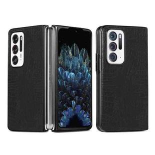 For OPPO Find N Shockproof Crocodile Texture PC + PU Case(Black)