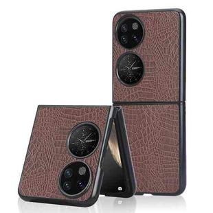 For Huawei P50 Pocket Shockproof Crocodile Texture PC + PU Case(Brown)