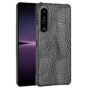 For Sony Xperia 1 IV Shockproof Crocodile Texture PC + PU Case(Black)
