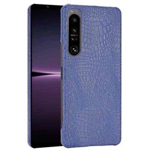 For Sony Xperia 1 IV Shockproof Crocodile Texture PC + PU Case(Blue)