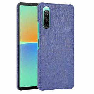 For Sony Xperia 10 IV Shockproof Crocodile Texture PC + PU Case(Blue)