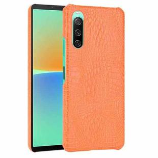 For Sony Xperia 10 IV Shockproof Crocodile Texture PC + PU Case(Orange)