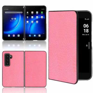 For Microsoft Surface Duo 2 Shockproof Crocodile Texture PC + PU Case(Pink)