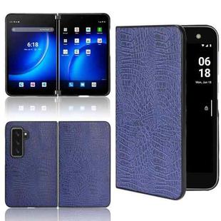 For Microsoft Surface Duo 2 Shockproof Crocodile Texture PC + PU Case(Blue)