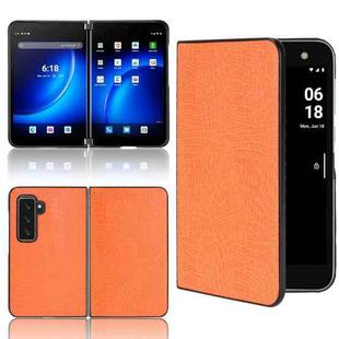 For Microsoft Surface Duo 2 Shockproof Crocodile Texture PC + PU Case(Orange)