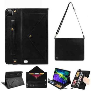 For iPad Pro 11 2021 / 2020 Envelope Horizontal Flip PU Leather Tablet Case with Card Slots & Pen Slots & Holder & Wallet & Photo Frame & Shoulder Strap(Black)