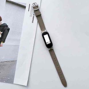 For Xiaomi Mi Band 7 Genuine Leather Watch Band(Grey)