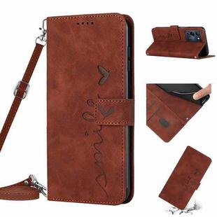 For Infinix Note 12 G96 Skin Feel Heart Pattern Leather Phone Case with Lanyard(Brown)