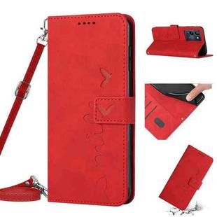 For Infinix Note 12 G96 Skin Feel Heart Pattern Leather Phone Case with Lanyard(Red)