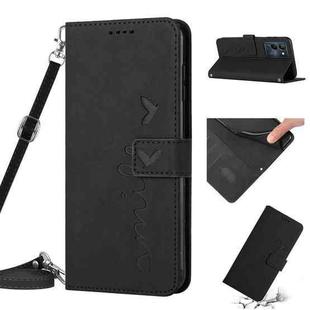 For Infinix Note 12 G96 Skin Feel Heart Pattern Leather Phone Case with Lanyard(Black)