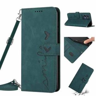 For Infinix Note 12 G96 Skin Feel Heart Pattern Leather Phone Case with Lanyard(Green)