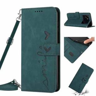 For Infinix Note 12 VIP Skin Feel Heart Pattern Leather Phone Case with Lanyard(Green)