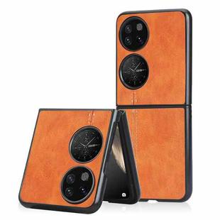 For Huawei P50 Pocket Sewing Cow Pattern Skin PC + PU + TPU Case(Orange)