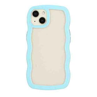 For iPhone 14 Candy Color Wave TPU Clear PC Phone Case(Blue)