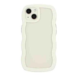 For iPhone 14 Candy Color Wave TPU Clear PC Phone Case(White)