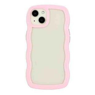 For iPhone 14 Candy Color Wave TPU Clear PC Phone Case(Pink)