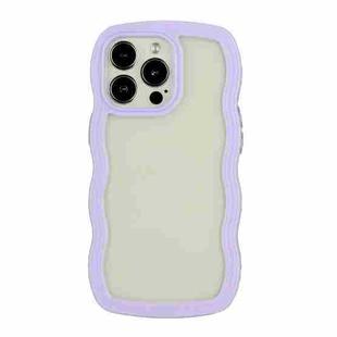 For iPhone 14 Pro Candy Color Wave TPU Clear PC Phone Case(Purple)